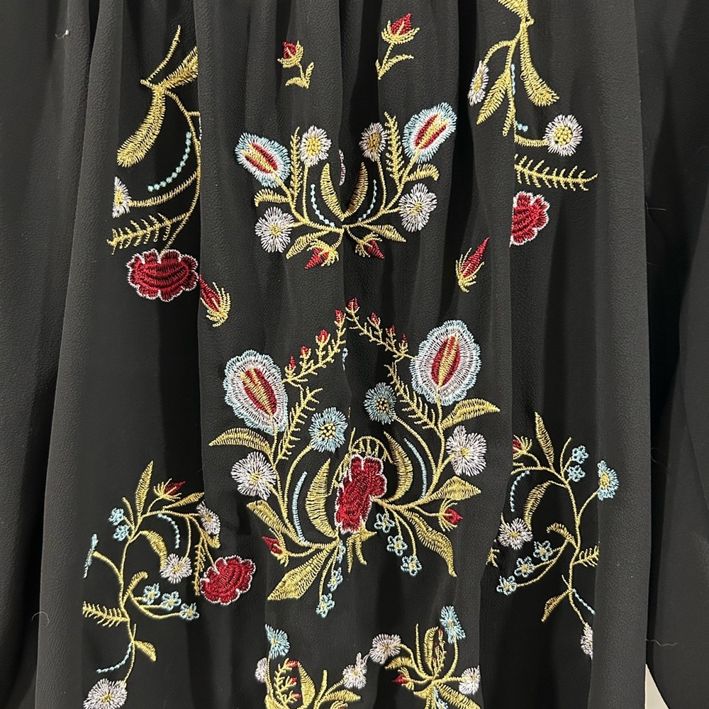 Amazon Essentials Black Blouse with Multicolor Em… - image 2